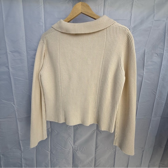 Vintage Petite Sophisticate Ribbed Double-Breasted Knit Cardigan | Cream - Picture 6 of 7